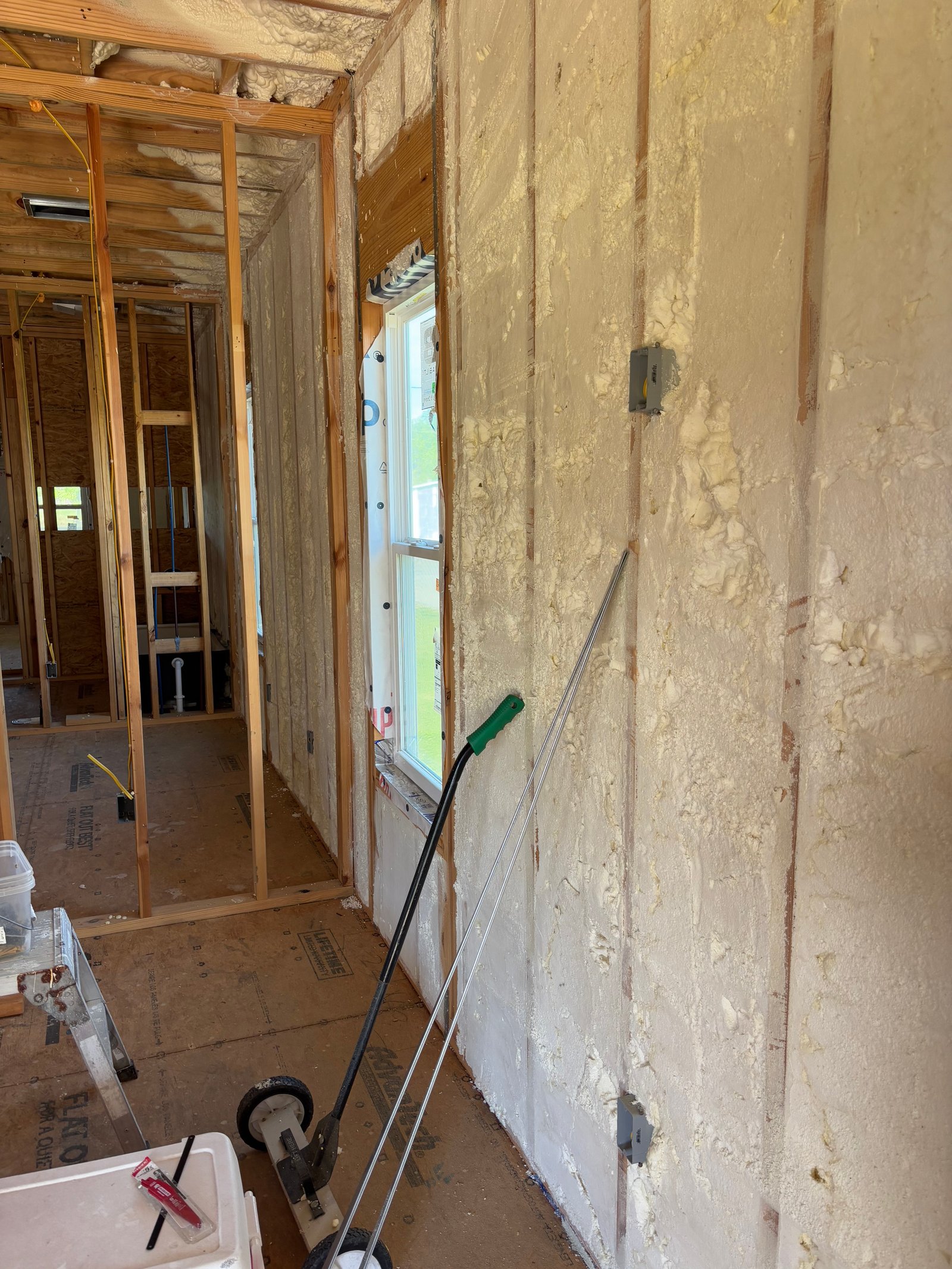 Spray foam insulation on exterior walls new construction South Louisiana